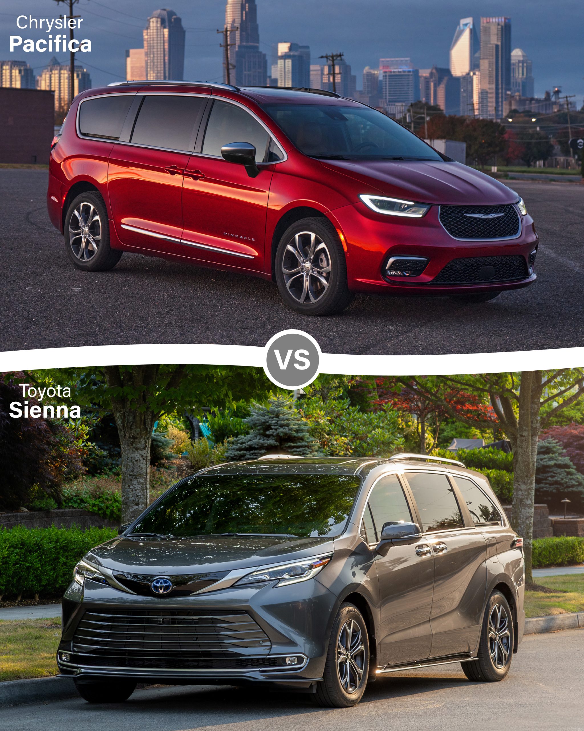 Pacifica and Sienna Side By Side Comparison Image